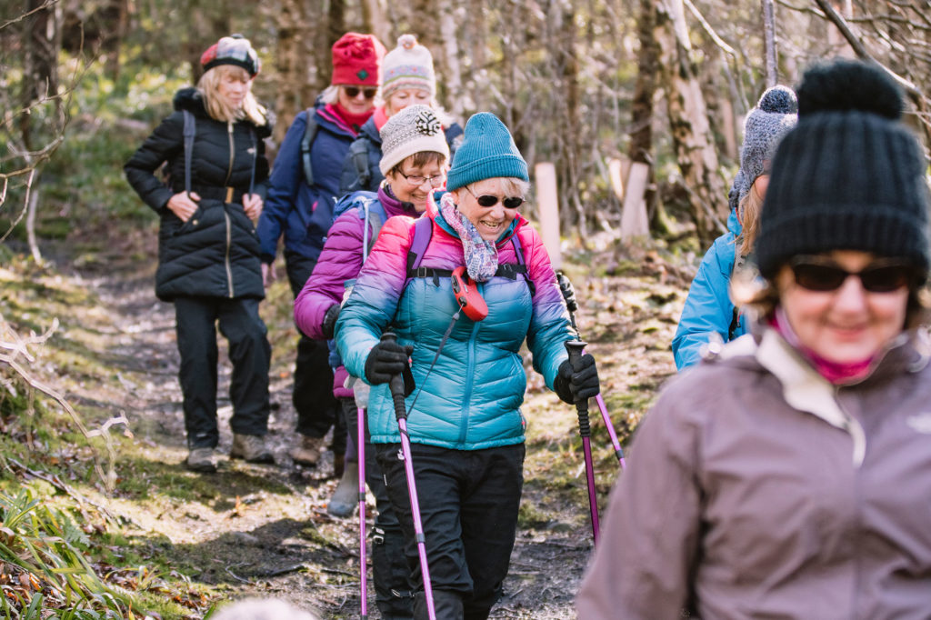 Elderly women on hiking trail